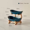 Modern 2-tier dark green fruit bowl on a bamboo stand for elegant home snack serving - Double Layer / Dark Green