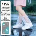 Transparent disposable waterproof shoe covers for adults with non-slip short design - Adult Short Style / Clear