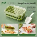 Green double-layer press-type ice cube tray with storage box and scoop for kitchen - Double Layer / 20.9x13.4x9.3cm / Green