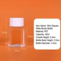 Διαφανές τετράγωνο μπουκάλι PET 30ml για αποθήκευση χαντρών με σαφείς διαστάσεις - 30ml Square Bottle / 5 Τεμάχια