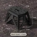 Portable black folding stool for camping and fishing with detailed dimension markings - S / 1 Piece / Black