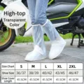 High-tube transparent waterproof rain shoe covers with anti-slip sole and size chart - M (38-39) / White