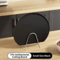 Small black TPU antibacterial cutting board on a metal stand - S / Black