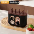 Schwarze DIY-Eisform mit 4 Katzenpfoten-Stielen auf Holztablett mit Größenangaben. - Schwarz
