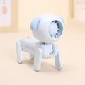 Cute portable cartoon dog-shaped mini turbine fan in light blue for desk and outdoor use. - Blue