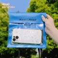 Pochette de téléphone étanche bleue pour natation, 19x20cm avec fenêtre tactile transparente - 19*20cm / Bleu