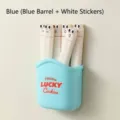 Blue magnetic storage bucket with cute white cartoon food sealing clips for kitchen - Blue Container + White Clips / Set of 6 / Blue & White