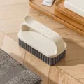 Multi-functional beige cleaning brush with soft grey bristles, size 11.5x6x7cm. - Handheld Short Handle Style / Single Pack (11.5x6x7cm) / Cream