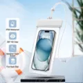 Pochette de téléphone étanche blanc croissant pour smartphones jusqu'à 7,2 pouces - Jusqu'à 7.2 Pouces / Blanc gardénia