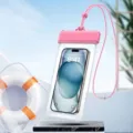 Pochette étanche pour téléphone rose bégonia avec cordon pour smartphones de 7,2 pouces - Jusqu'à 7.2 Pouces / Rose Bégonia