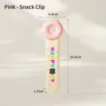 Cute pink donut-shaped snack clip with 16.6cm non-slip handle for food - Pink