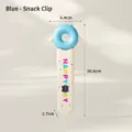 Blue snack clip featuring donut design and happy day text with 16.6cm length dimensions - Blue