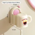 Support mural blanc pour gobelet à brosse à dents avec kit adhésif sans perçage - Blanc & Rose (Chat Popcorn)