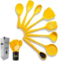 9-teiliges gelbes Silikon-Küchenhelfer-Set mit hitzebeständigen Wenden und Löffeln - Küchengeschirr Set