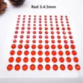 Vista macro de pegatinas de diamantes de imitación rojos de 3 mm, 4 mm y 5 mm - Paquete Mixto 3mm 4mm 5mm / Rojo