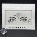 Iridescent face crystal stickers for music festivals and parties - Symmetrical Geometric Style (1003) / 17.5x14cm / Rainbow