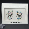Dazzling Iridescent Face Crystal Stickers for Music Festivals and Party Decoration - Long Shuttle Style (1006) / 17.5x14cm / Aurora Color