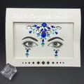 Sparkling blue crystal face jewels sticker set for rave festivals and party makeup - Rhombus Combination Style (1007) / 17.5x14cm / Blue Transparent