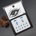 Premium blue marquise-cut face gems and eye makeup rhinestones on a decorative backing card - Sapphire Blue Marquise Gem Style (E9)