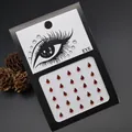 Vibrant red teardrop face rhinestones for eye makeup and artistic stage performance - Red Teardrop Rhinestone Sticker (E12)