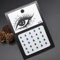 Professional sparkling blue teardrop face gems for festive eye makeup and stage looks - Blue Teardrop Rhinestone Sticker (E13)