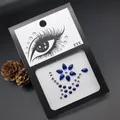 Blue and silver water drop face gem stickers for creative eye makeup looks - Blue and Silver Floral Design Rhinestone Sticker (E16)