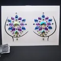 Par de pegatinas de pecho de diamantes de resina azules y morados para cuerpo brillante - Estilo Lágrima Azul Púrpura (1026)