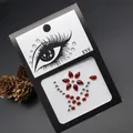 Self-adhesive red and silver teardrop rhinestone face jewel stickers for stage makeup decoration - Red and Silver Combination Rhinestone Sticker (E17)