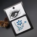 Blue and silver rhinestone face stickers set for professional eye makeup and stage beauty - Blue and Silver Patterned Rhinestone Sticker (E18)