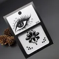 Self-adhesive black crystal face jewels with teardrop and round rhinestones for eye makeup - Black Teardrop Floral Style (E28)