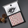 Red round facial rhinestone stickers for eye and stage makeup on black display card - Red Round Rhinestone Style (E31)