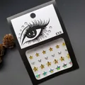 Laser star-shaped face gems and rhinestones for creative eye makeup on black card - Iridescent Yellow Star Rhinestone Style (E41)