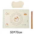 Cartoon orange cat silicone kneading mat set with rolling pin and scraper 50x70cm - 50 * 70cm medium kneading mat 3-piece set