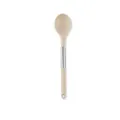 Cream beige silicone spoon with a durable stainless steel handle for non-stick cooking - Small Soup Spoon