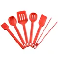 Premium red 6-piece silicone kitchen utensil set with heat resistant spatulas and spoons - Six-Piece Kit (Color Box Pack) / Red