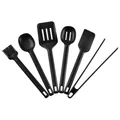 Premium 6-piece heat-resistant silicone kitchen utensil set in matte black finish - Six-Piece Kit (Color Box Pack) / Black