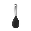 Cuchara para arroz de silicona negra con mango de acero para sartenes antiadherentes - Estilo 304 Negro