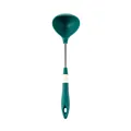 Ergonomic green silicone soup ladle with stainless steel handle and internal measurement markings - Soup Spoon / Green