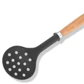 Professioneller schwarzer Silikon-Schaumlöffel mit ergonomischem Naturholzgriff - Schaumlöffel