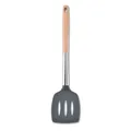 Premium slotted silicone turner with stainless steel neck and ergonomic natural wood handle - Slotted Spatula