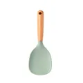Green silicone rice scoop with natural wooden handle and non-stick texture surface - Rice Spoon / Mint Green