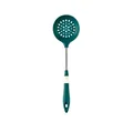Green silicone slotted spoon with stainless steel handle for non-stick cookware - Skimmer / Green