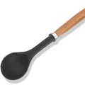 Premium schwarzer Silikon-Kochlöffel Küchenhelfer mit ergonomischem Naturholzgriff - Kleiner Suppenlöffel