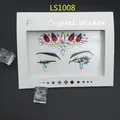 Sparkling red and iridescent resin face crystal stickers for DIY makeup LS1008 - Red Crown Symmetrical Decorative Style (LS1008)