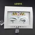 Sparkling rhinestone face crystal sticker for forehead and eye makeup, LS1015. - Tea Amber Iridescent Combination Style (LS1015)