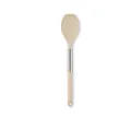 Cream silicone cooking spoon with durable stainless steel handle for non-stick cookware - Solid Turner
