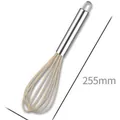 Silicone whisk with professional stainless steel handle, 255mm length, beige color - Whisk