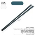 Non-slip sea blue silicone chopsticks with steel core, heat-resistant up to 230C - 1 Pair / Deep Sea Blue