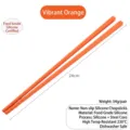 Vibrant orange silicone chopsticks for children, 230C heat resistant and dishwasher safe - 1 Pair / Vibrant Orange