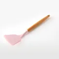 High quality pink silicone spatula with ergonomic wooden handle for non-stick pans - Spatula